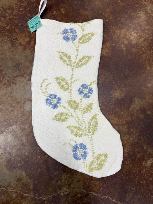 Vintage Quilt Stockings with Vintage Table Cloth Backs - 8 Styles! (Personalization Can Be Added for an Additional $10!)