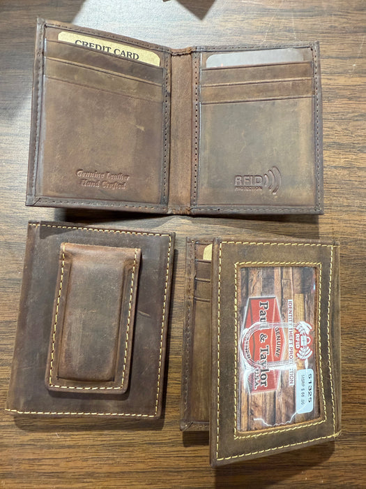 Leather Front Pocket Bi-Fold Men’s Wallet with Money Clip.  Can Be Personalized.