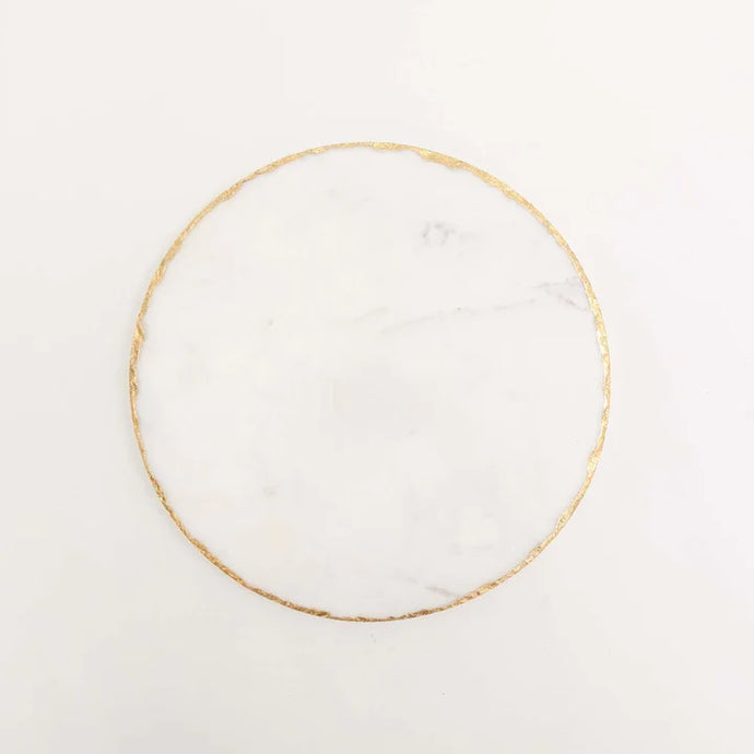 Round Marble 10” Tray with Gold Edge by Mary Square