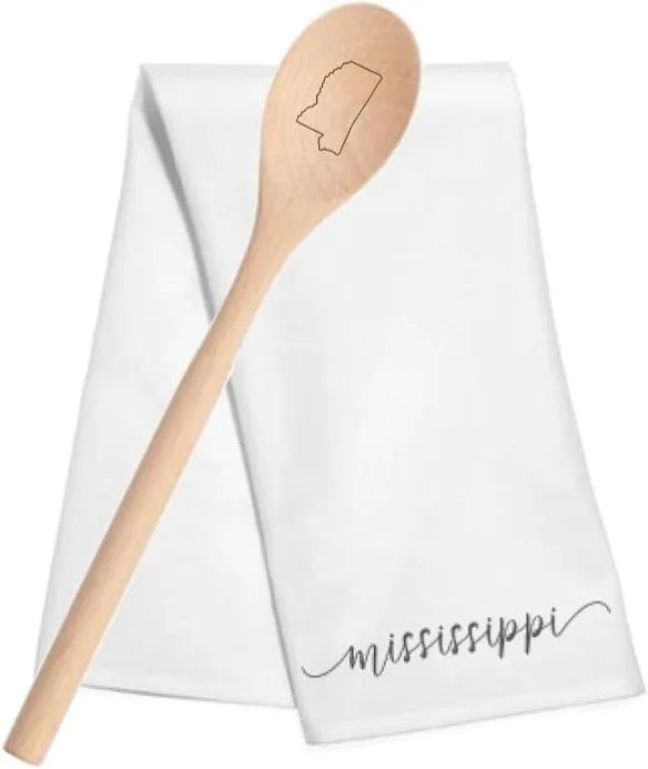 Mississippi Tea Towel with Wooden Spoon by Mary Square