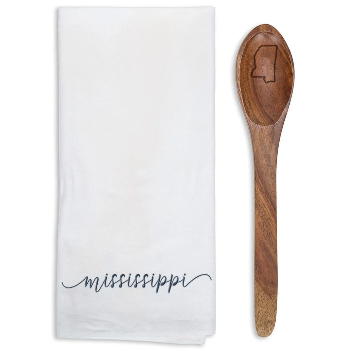 Mississippi Tea Towel with Wooden Spoon by Mary Square