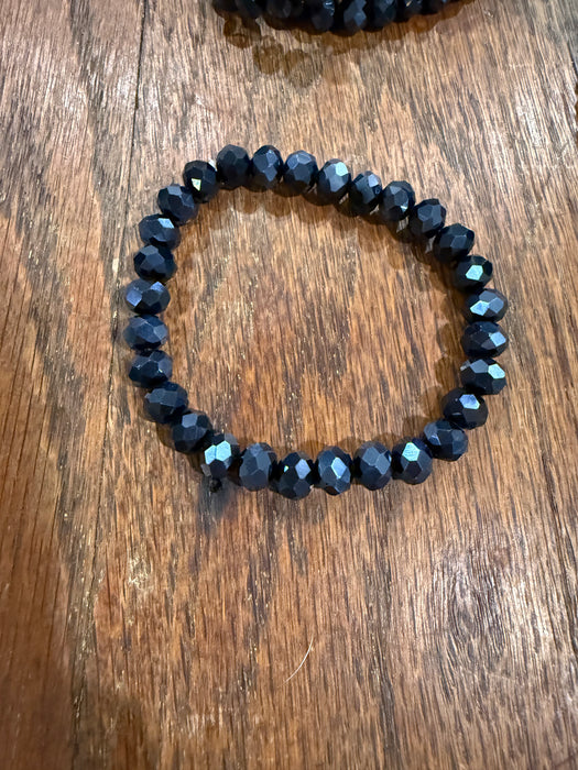 Rondelle Glass Bead Stretchy Bracelets with Large Beads