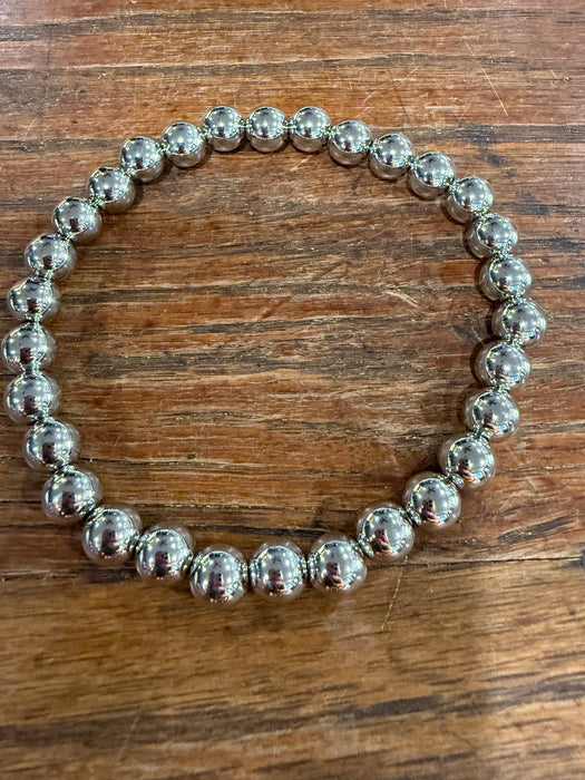 Silver Plated Bead Bracelets for Larger Wrists 8”-9”.  Sold individually.