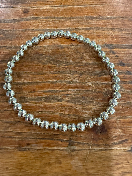 Silver Plated Bead Bracelets for Larger Wrists 8”-9”.  Sold individually.