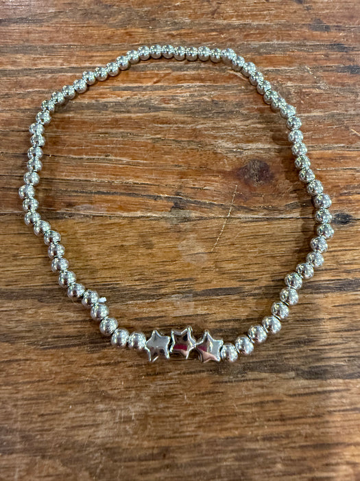 Silver Plated Bead Bracelets for Larger Wrists 8”-9”.  Sold individually.