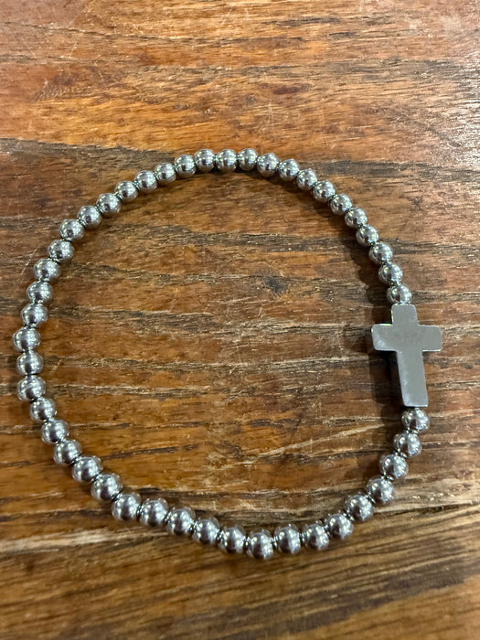 Gemstone Cross & Gold Bead Bracelets.  High Quality Non Tarnish Beads.  Perfect for Stacking.