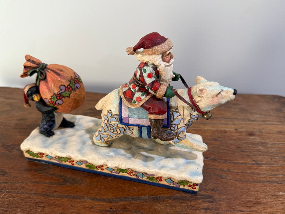 Jim Shore Heartwood Creek “Delivering Winter Wishes” – Santa Riding Polar Bear Figurine (2006)