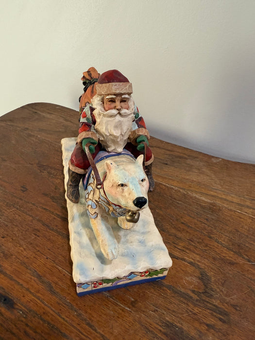 Jim Shore Heartwood Creek “Delivering Winter Wishes” – Santa Riding Polar Bear Figurine (2006)