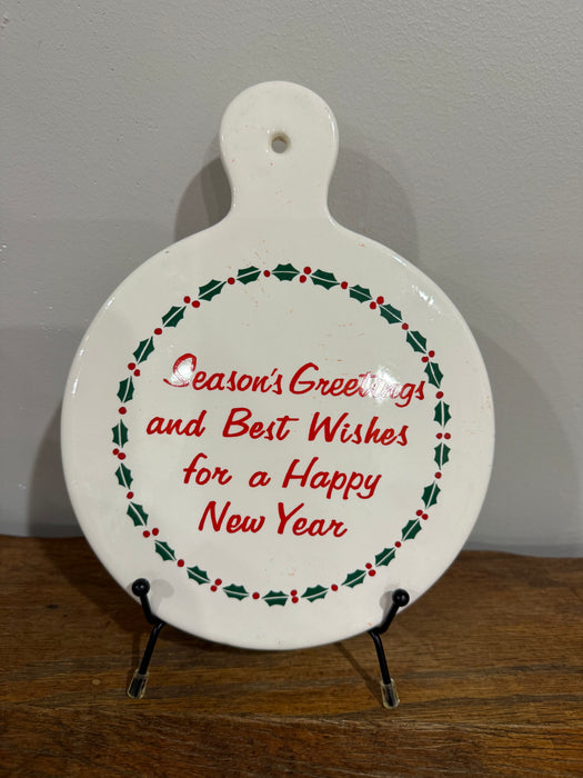 Vintage Ceramic Christmas Tree Hanging Wall Plaque / Trivet