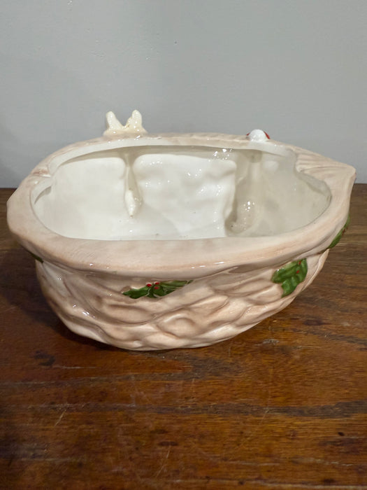 House of Lloyd 1994 Santa & Reindeer Ceramic Centerpiece Bowl