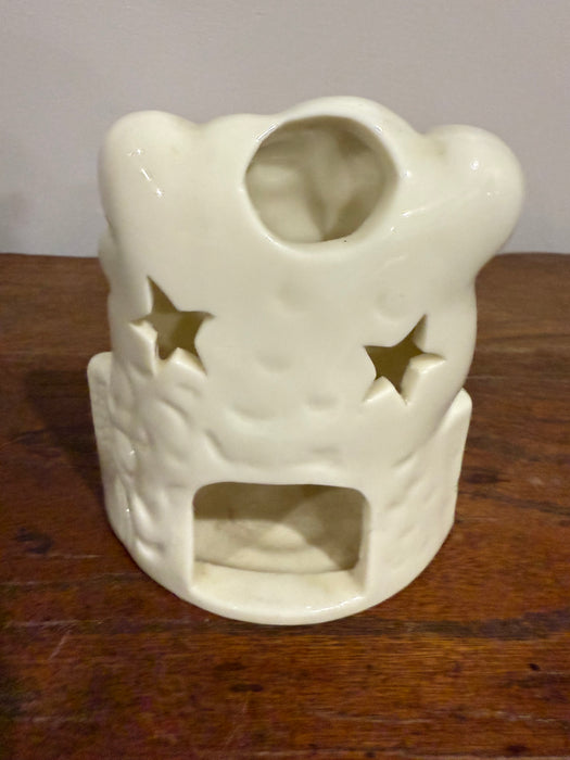 Vintage Ceramic Ivory & Gold Nativity Candle Holder