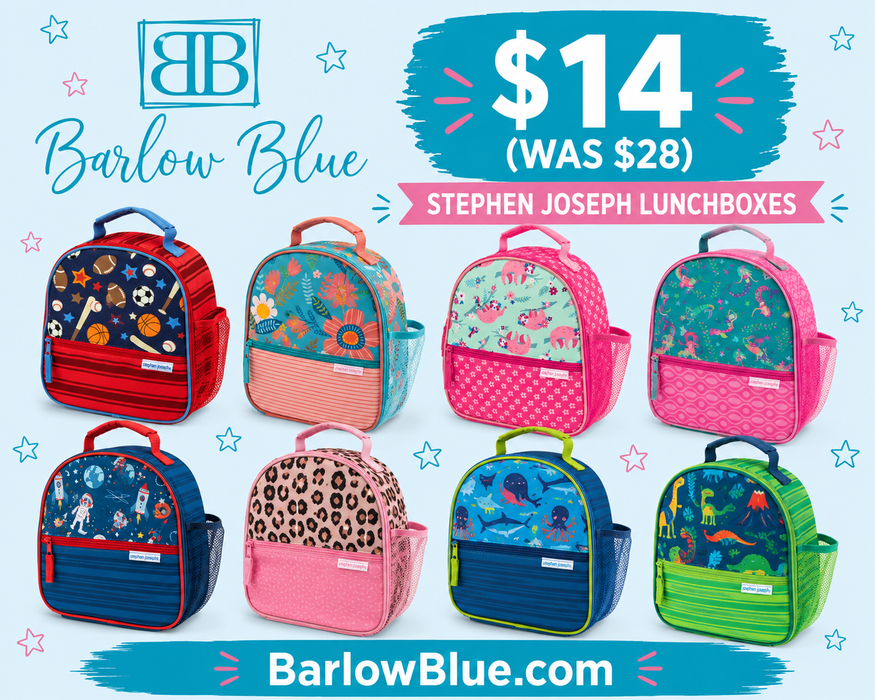 Kids Lunchbox by Stephen Joseph $14 (was $28).  Optional Monogram $10