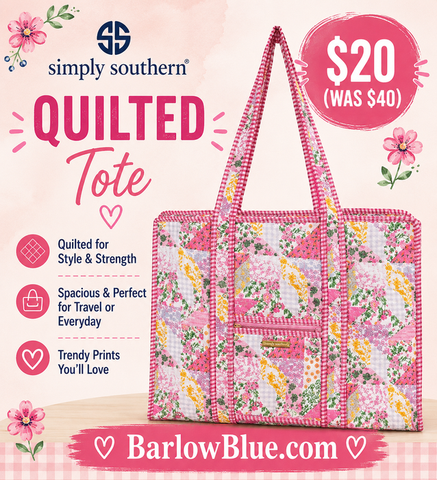 Simply Southern Quilted Pink Multiflowered Tote $20 (was $40)