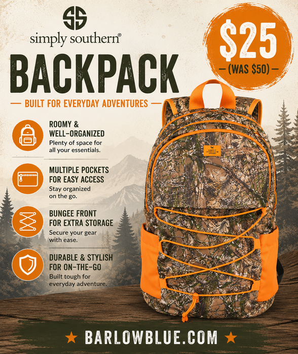 Camo & Orange Backpack by Simply Southern $25 (was $50)
