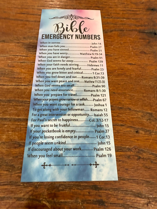 🆘 Bible Emergency Numbers Bookmark – Inspirational Scripture Guide