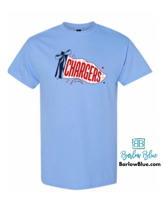 Chargers Pennant on Carolina Blue.  Fundraiser for Choctaw Chargers Youth Football.