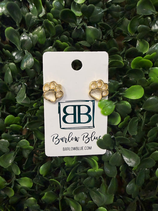 Gold Paw Print Stud Earrings