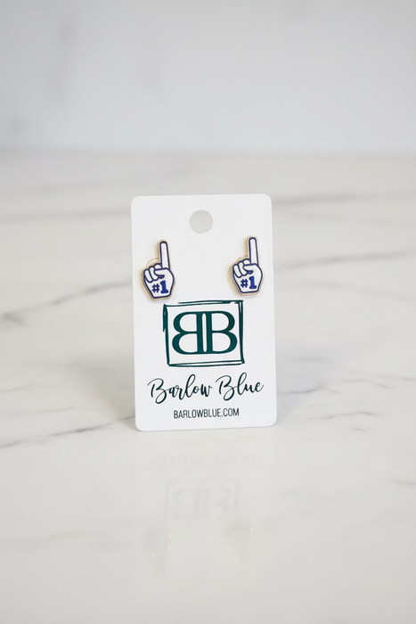Blue and White #1 Team Stud Earrings