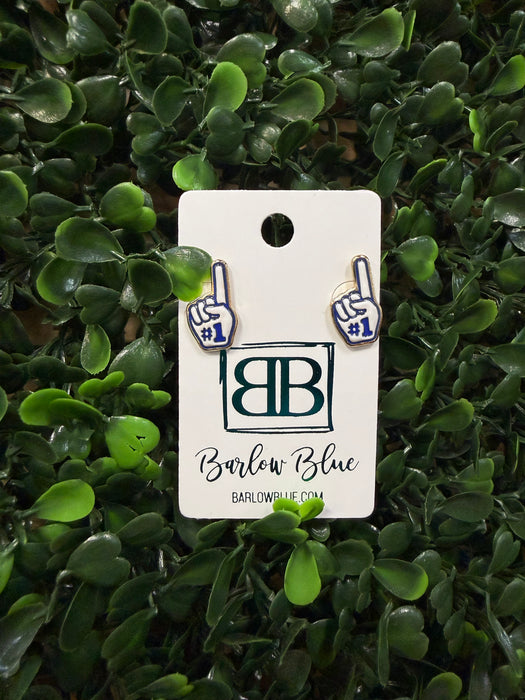 Blue and White #1 Team Stud Earrings