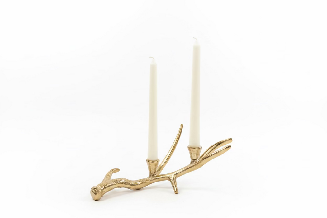 Gold Antler Taper Candle Holder.  Each Antler Holds 2 Candles (sold separately)