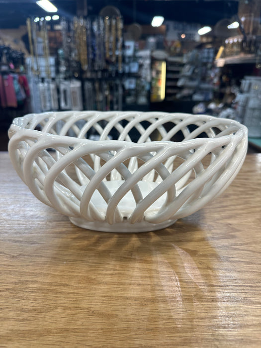 White Ceramic Bread or Fruit Bowl