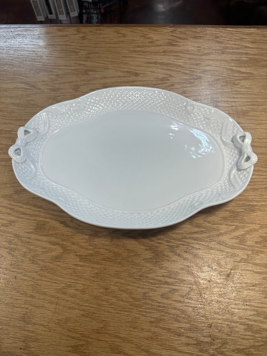 White Serving Tray with Bow Accents