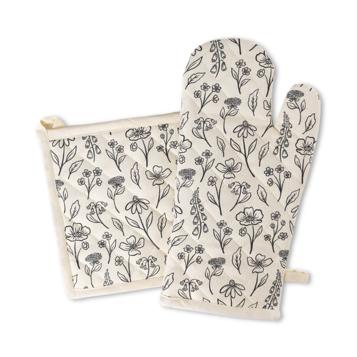 Pressed Floral Oven Mitt