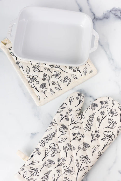 Pressed Floral Oven Mitt