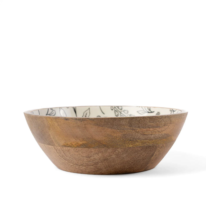 Pressed Floral Mango Wood Bowl