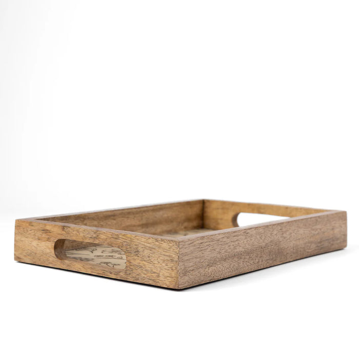 Pressed Floral Mango Wood Tray