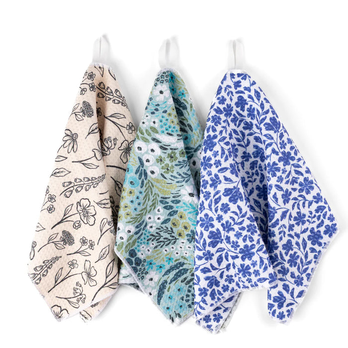 Floral Pack of 3 Microfiber Kitchen Towels