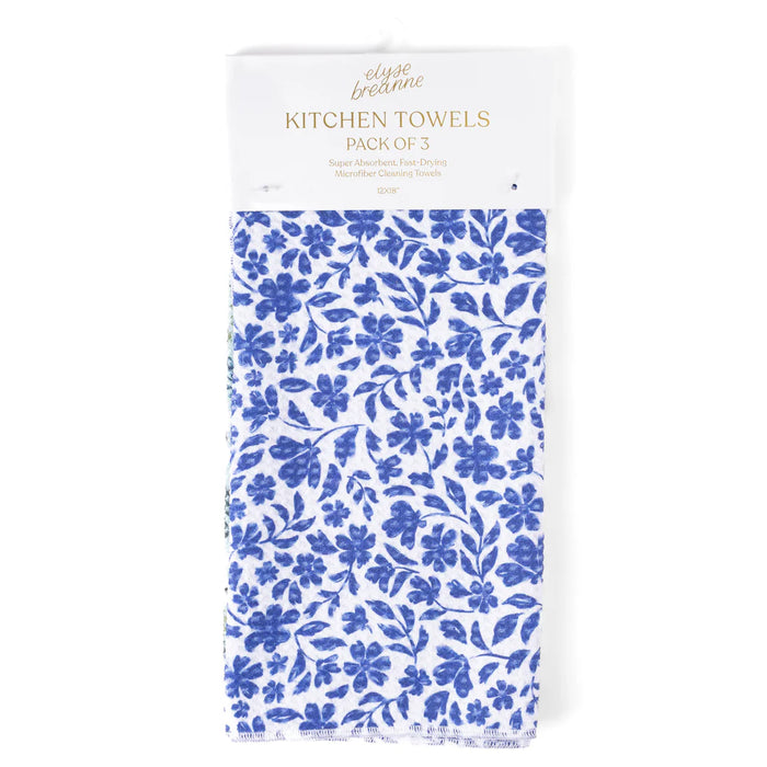 Floral Pack of 3 Microfiber Kitchen Towels