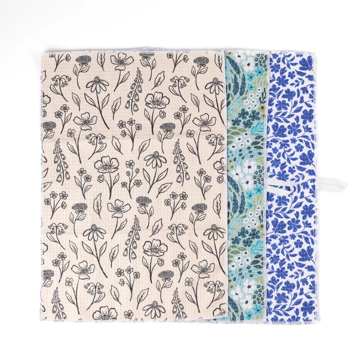 Floral Pack of 3 Microfiber Kitchen Towels