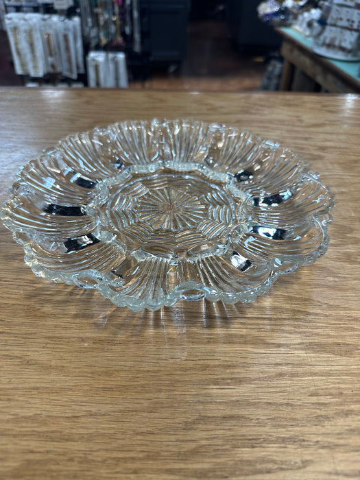 Vintage Glass Deviled Egg Tray.  Pattern 896.  Holds 12 eggs.