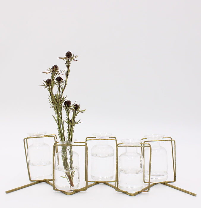 Gold Metal Stand with Vases