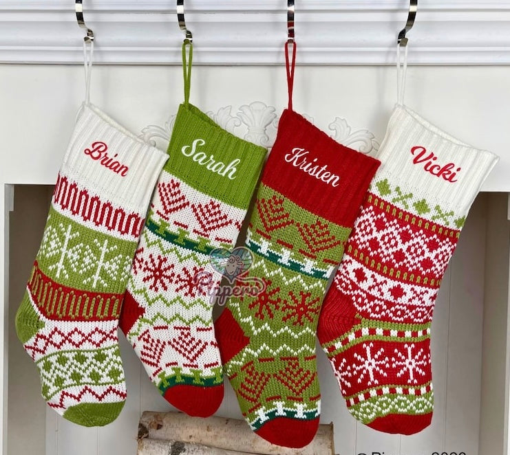 Patterned Knit Multicolored Stockings - 4 Styles! *Personalization Can Be Added for an Additional $10!*