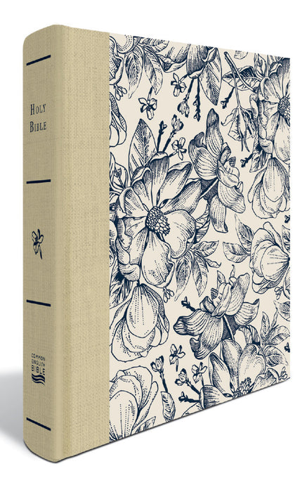 Wide-Margin Bible for Journaling and Note-Taking: The Common English Bible - Navy Floral