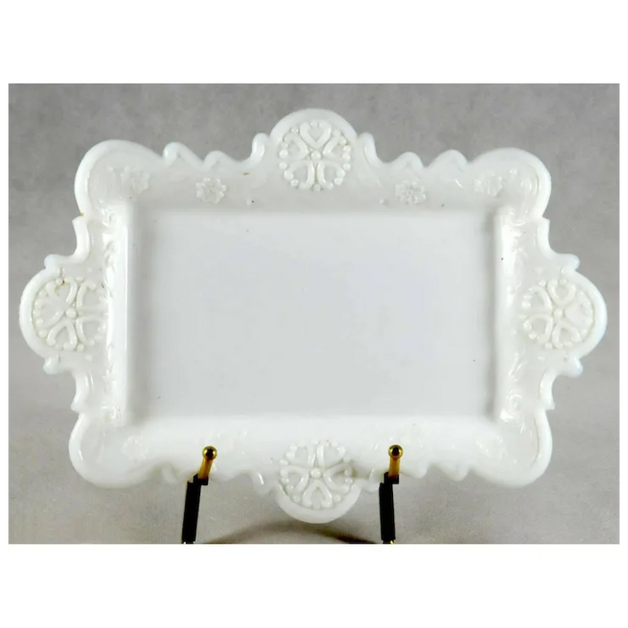 Vintage Milk Glass Serving Tray.  9”x7”.