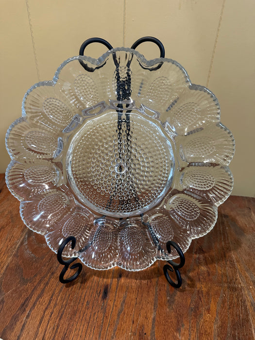 Vintage Indiana Glass Clear Egg Tray.  Hobnail Pattern.  Holds 15 Eggs.