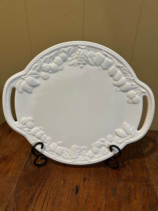 Vintage HiMark Garden White Japan Serving Tray, White Ceramic Tray