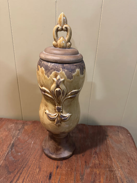 Fleur De Lis Vase with Removable Lid