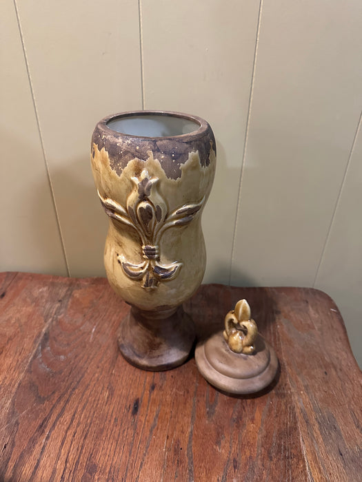 Fleur De Lis Vase with Removable Lid