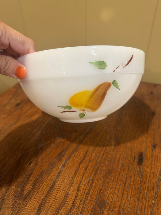 Vintage Fire King Ovenware Bowls.  Gay Fad Fruit Pattern.  Handpainted.  Oven Safe