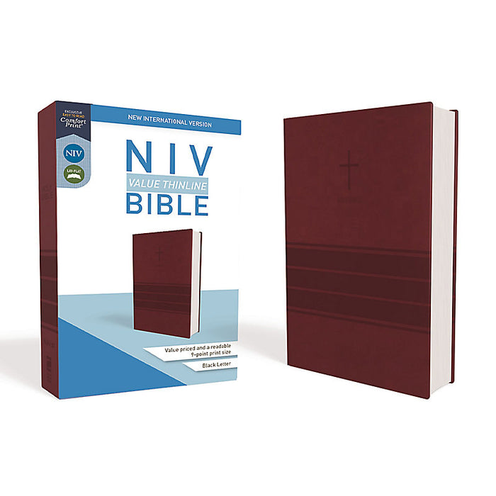 NIV Value Thinline Bible - Burgundy LeatherSoft, Comfort Print