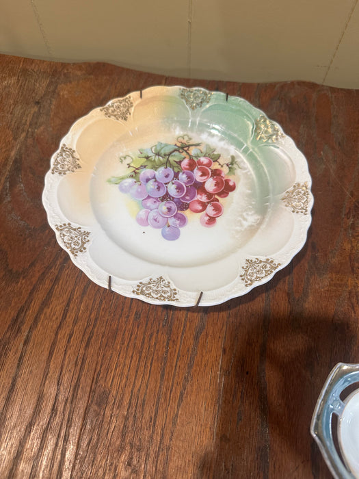 Vintage Plate with Grapes with Plate Hanger