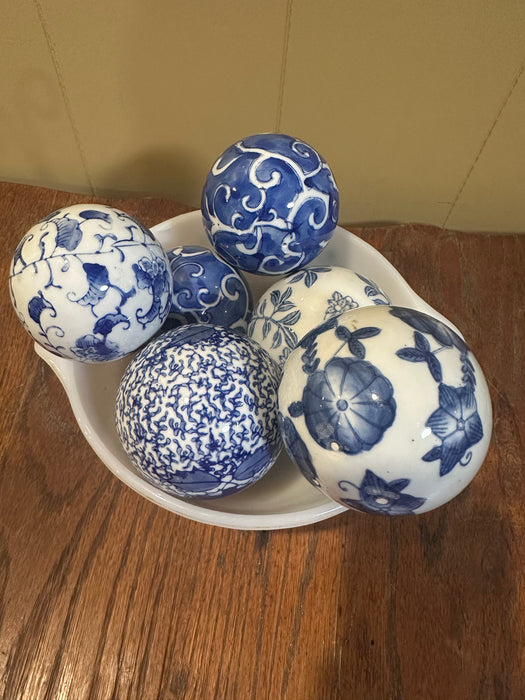 Blue & White Decorative Ceramic Balls