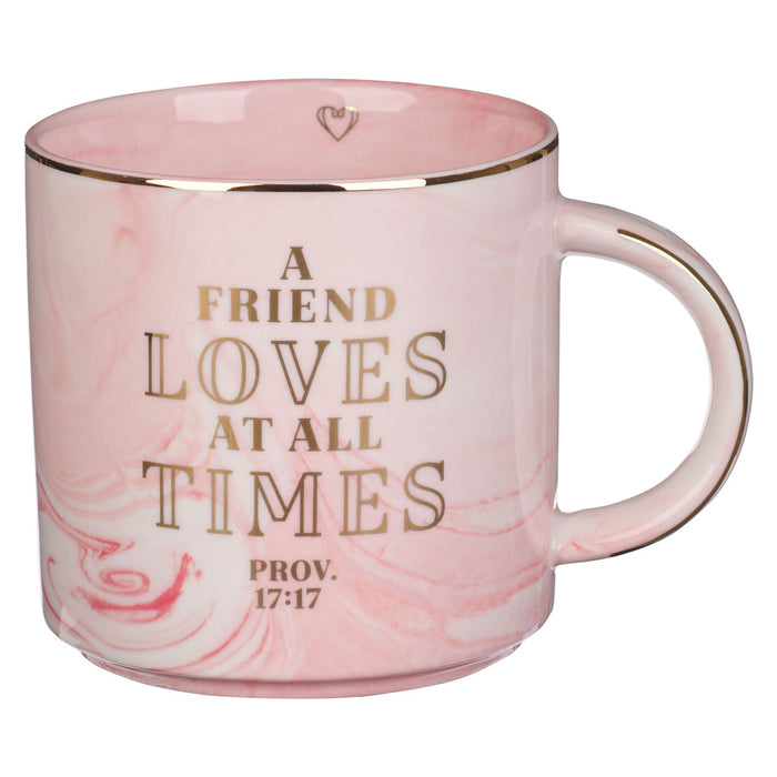 A Friend Loves at all Times Marbled Coffee Cup