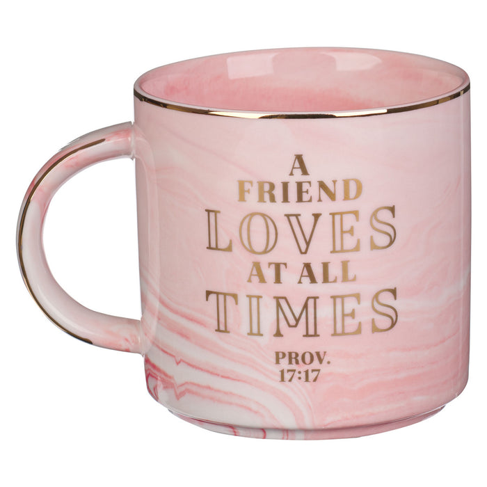 A Friend Loves at all Times Marbled Coffee Cup