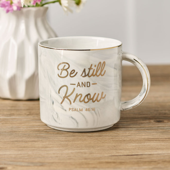 Be Still and Know Marbled Coffee Cup