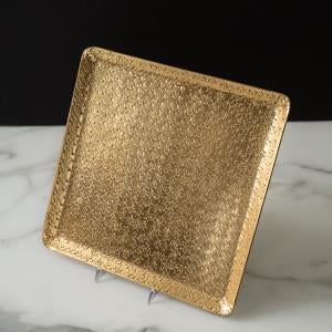Hammered Gold Square Plate.  Food Safe and/or Decorative